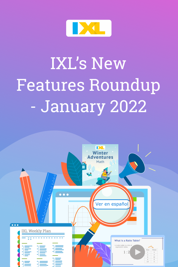 What's New on IXL January 2022 Pinterest image