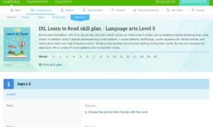 Screenshot of the IXL Learn to Read - Level 3 skill plan header