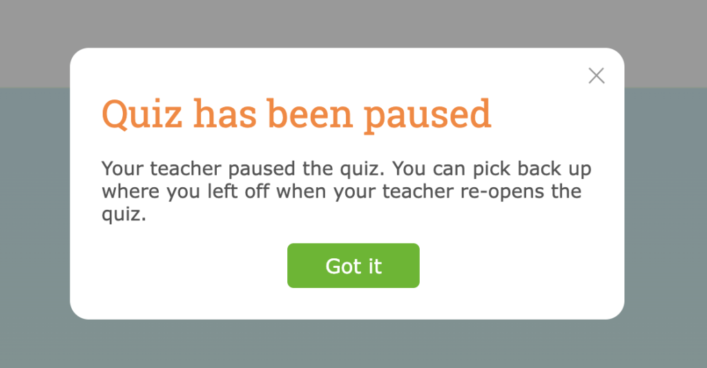 Quiz has been paused