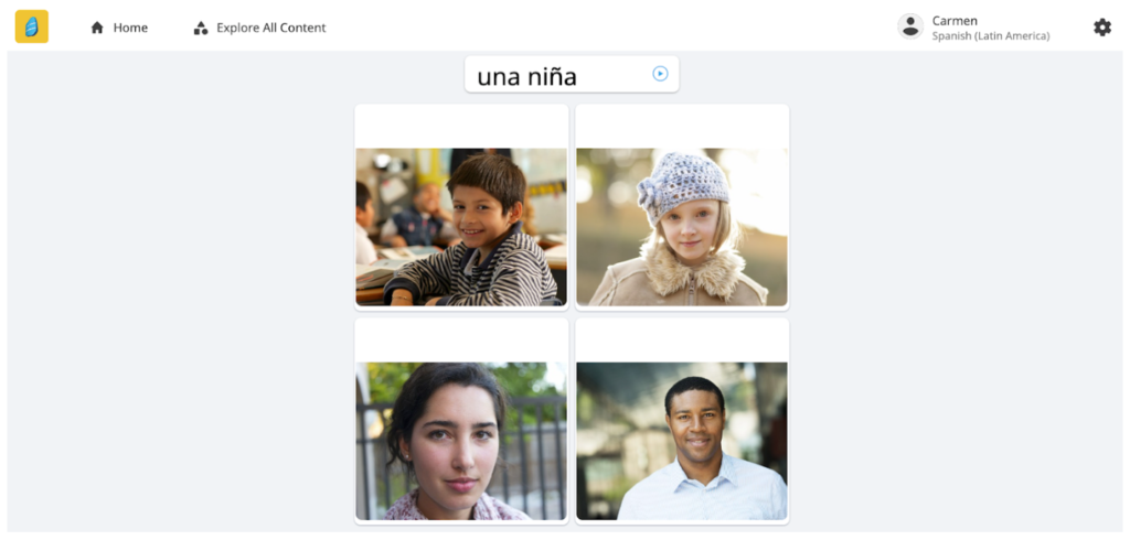 Matching activity on Rosetta Stone