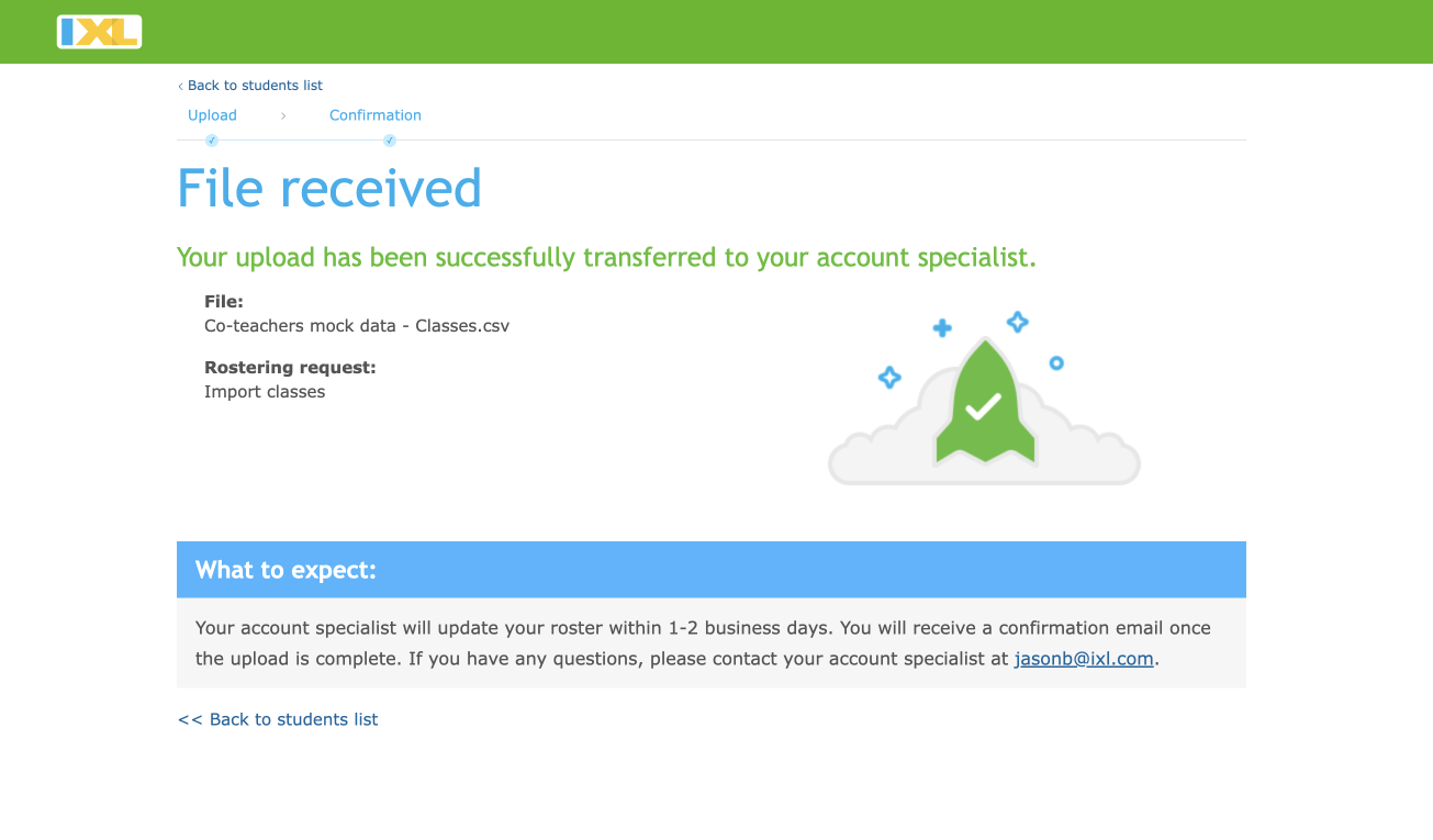Roster upload tool fil received