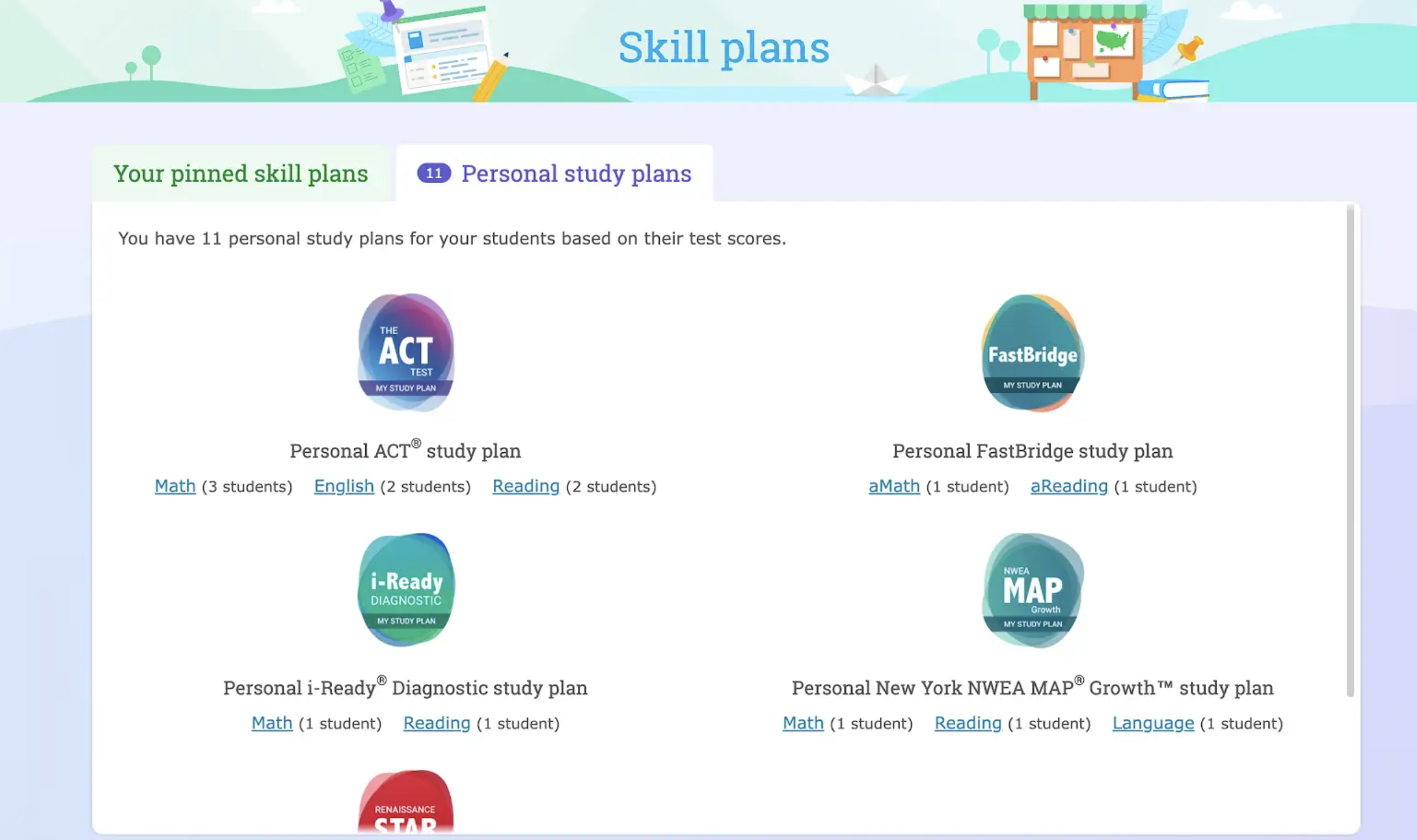 IXL Personal study plans tab