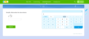 IXL scientific calculator opened during a Snapshot