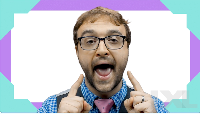 A tutor forms the short a sound with his mouth while pointing to his mouth for emphasis.